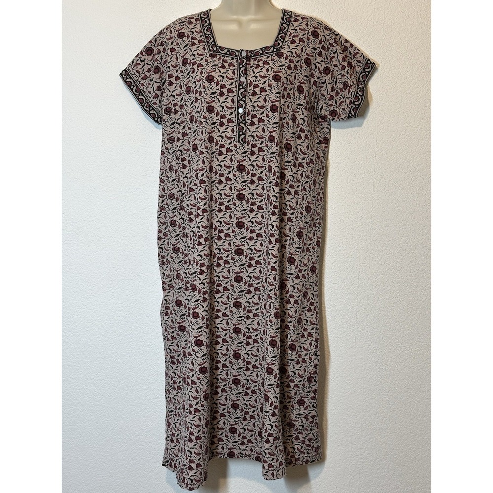 Happy Brand XL  Midi Dress Shift Short Sleeve 1 Pocket KaftanCottagecore Prairie